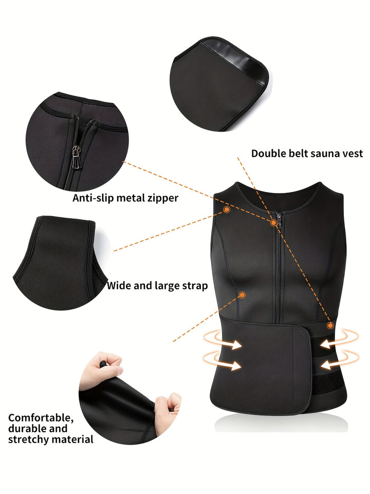 TKPARK Men's Adjustable Compression Tank Top &amp; Waist Trainer