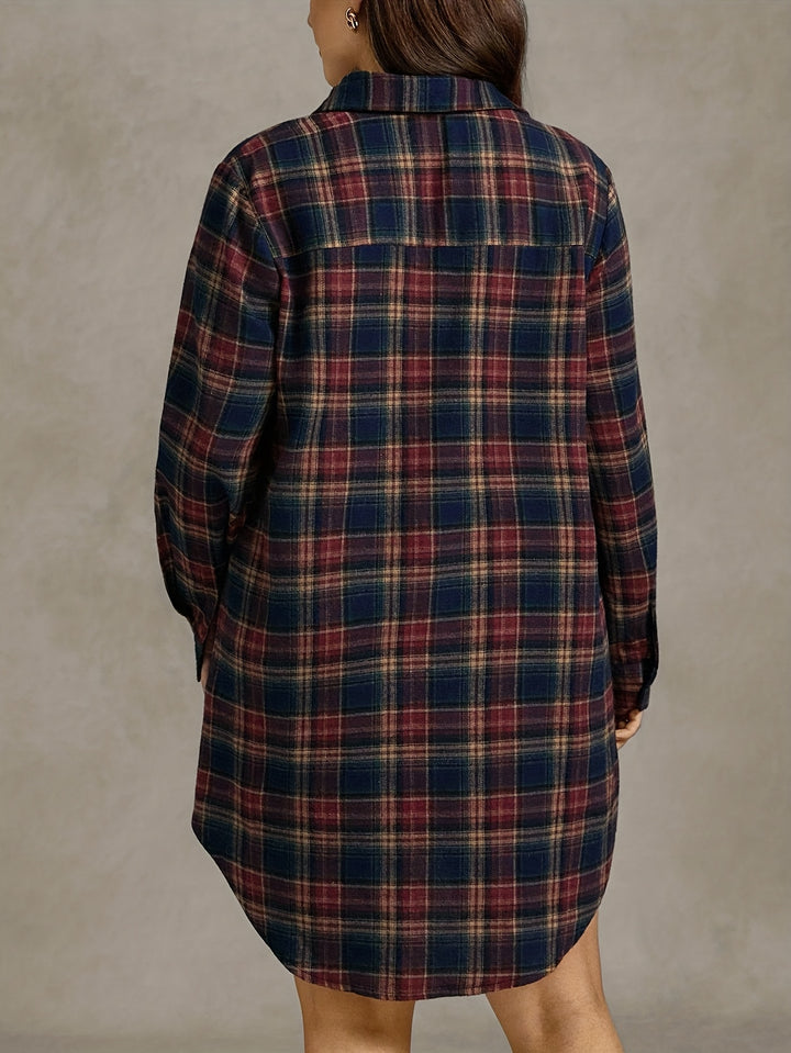 Women's Plus Size Casual Plaid Shirt Dress