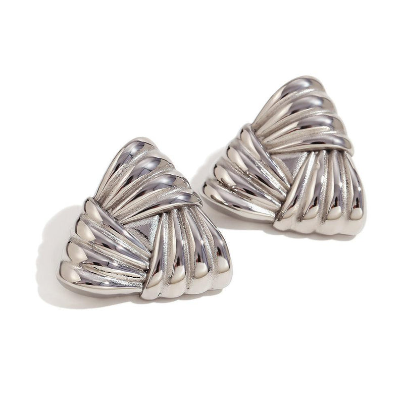 18K Gold Plated Triangular Stud Earring For Women-earrings-Bennys Beauty World