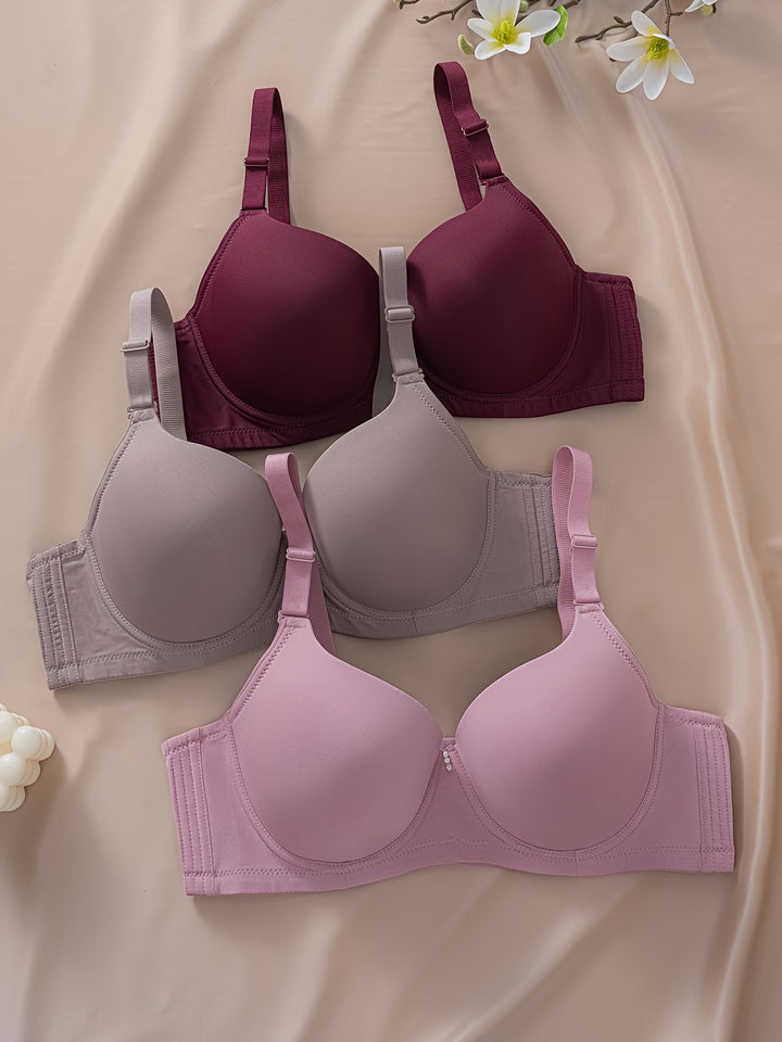3pcs Pack Large Size Matte Women's Bra