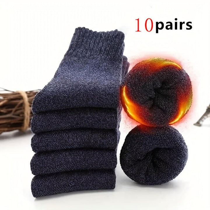 5 Pair Of Men's Trendy Warm Thermal Crew Socks-Bennys Beauty World