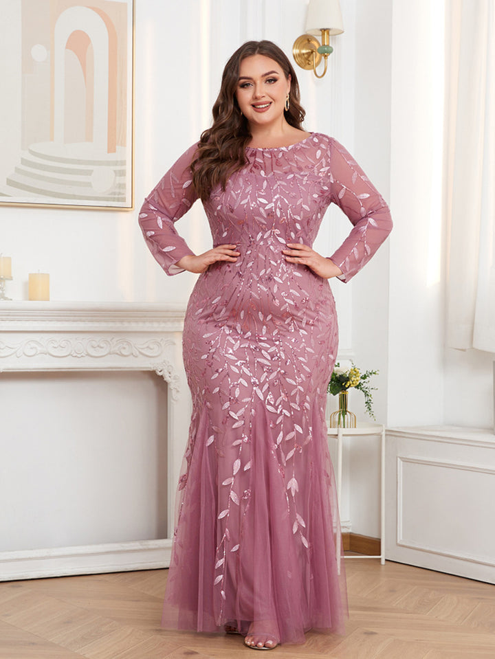 Elegant Long Sleeve Fish Tail Evening Gown For Women