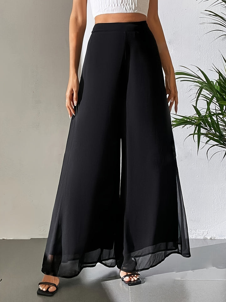 Chic Solid Color High Waist Wide Leg Trousers for Effortless Spring & Summer Style-Bennys Beauty World