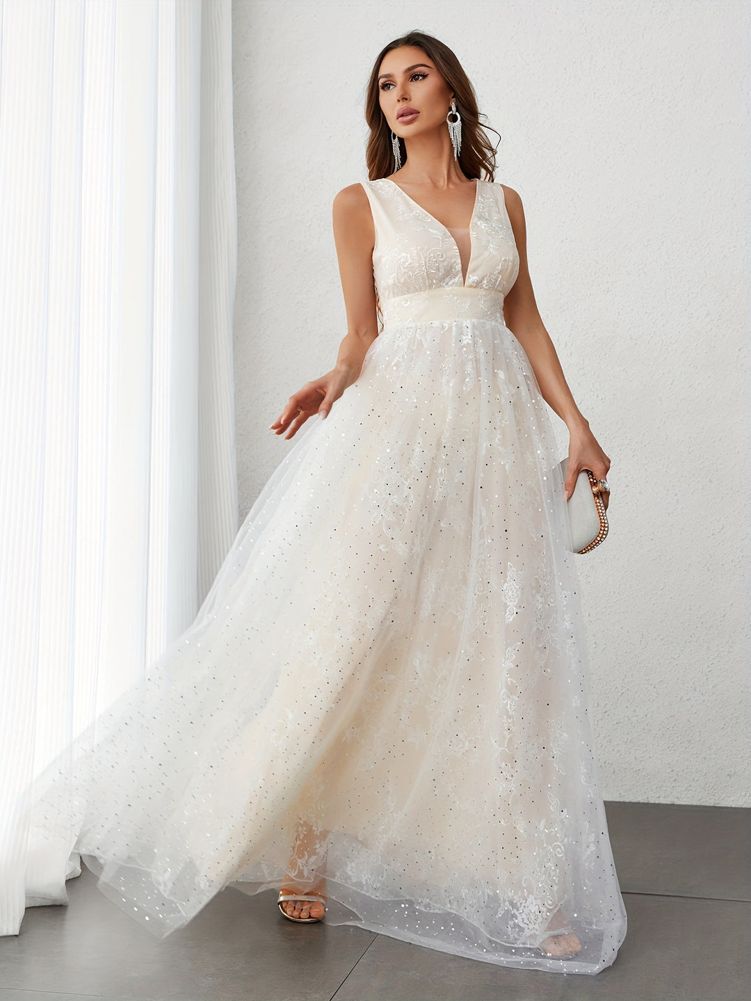 Elegant V-Neck Wedding And Evening Dress