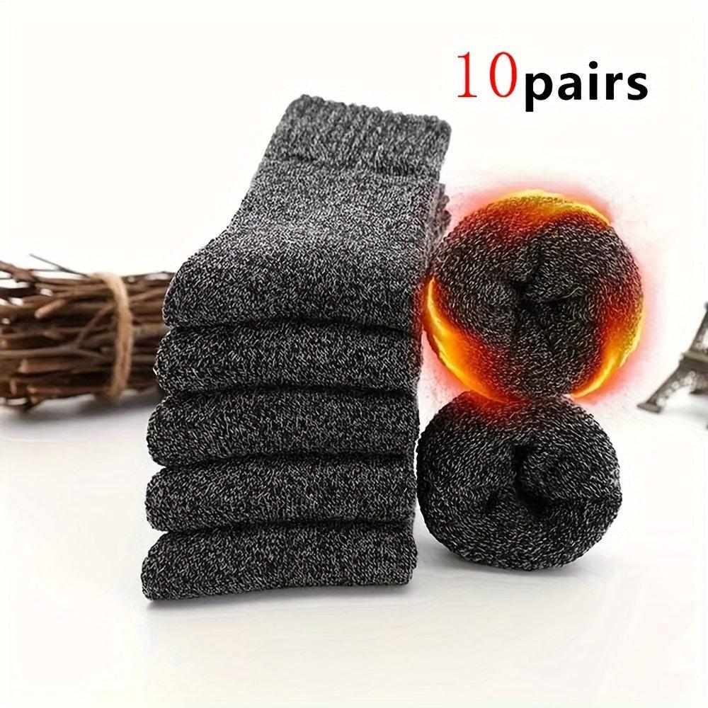 5 Pair Of Men's Trendy Warm Thermal Crew Socks-Bennys Beauty World