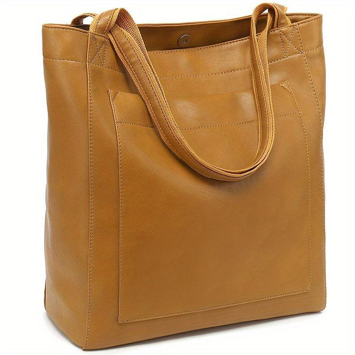 Retro Solid Color Tote Bag, Oil Leather PU Shoulder Bag-socks-Bennys Beauty World