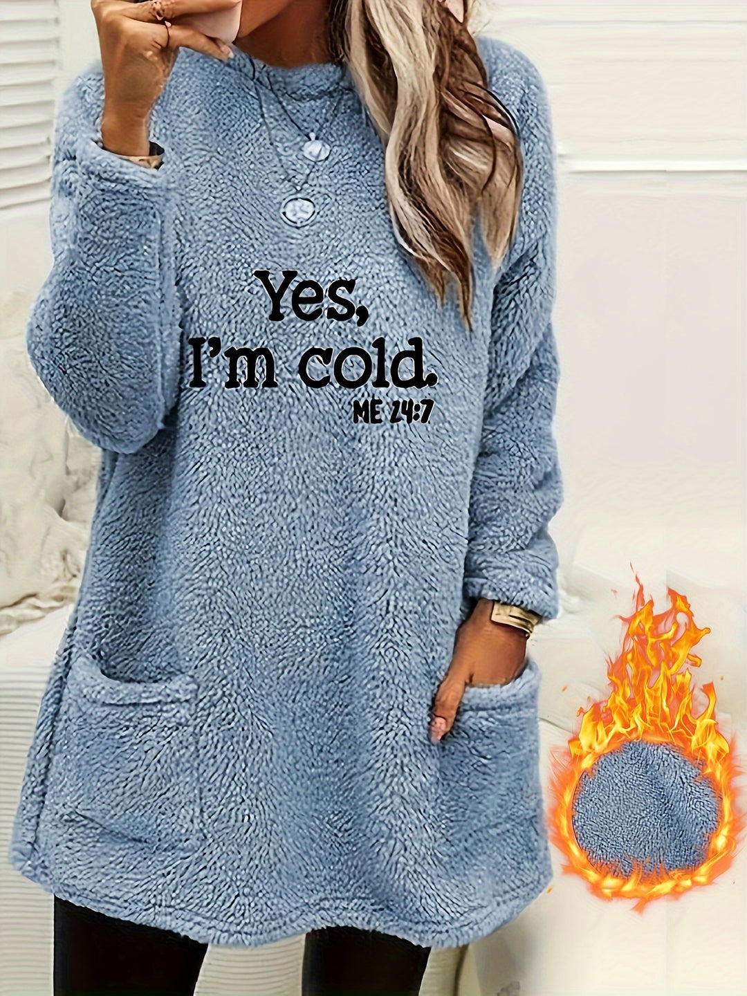 Yes I'm Cold Print Fleece Pullover Sweatshirt-sweatshirt-Bennys Beauty World