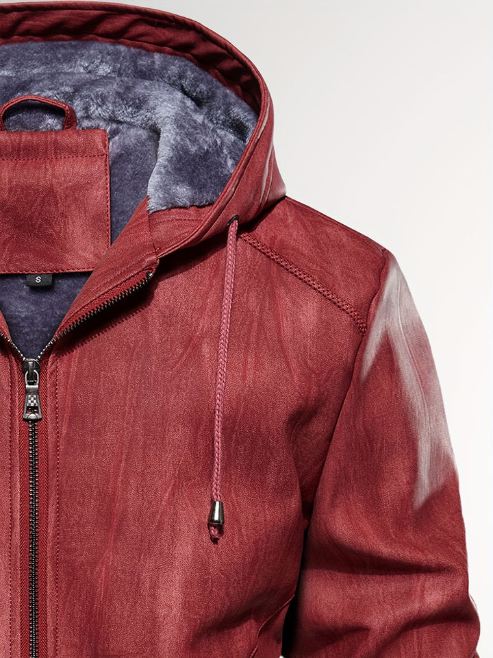 Men's Sherpa Lined PU Leather Jacket