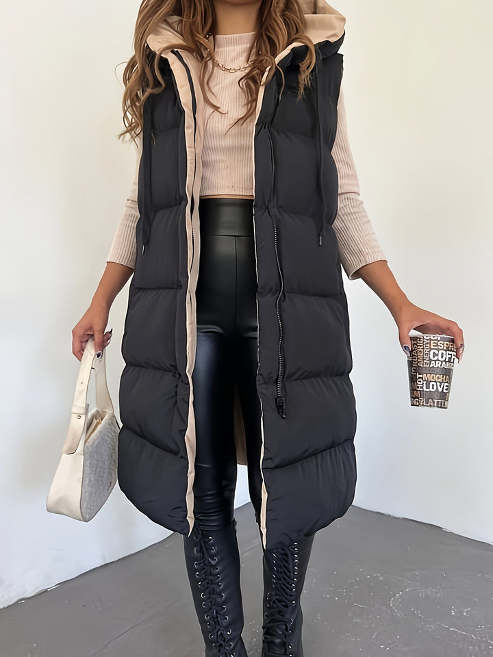 Casual Sleeveless Drawstring Warm Vest For Fall & Winter-Bennys Beauty World