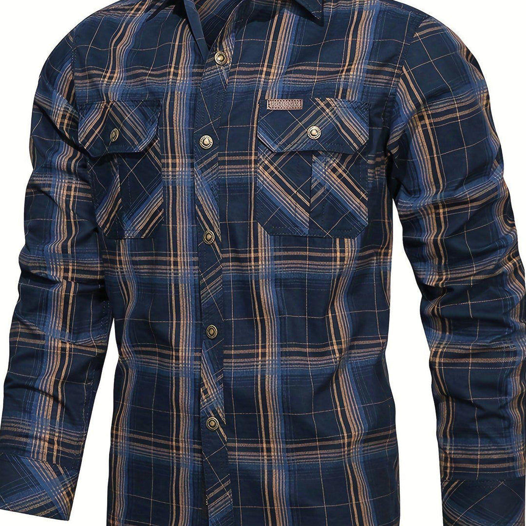 Casual Plaid Long Sleeve Shirt-Bennys Beauty World