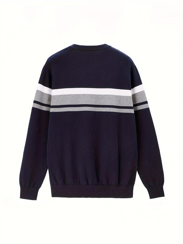 Men's Striped Knitted Pullover Sweater-Sweater-Bennys Beauty World