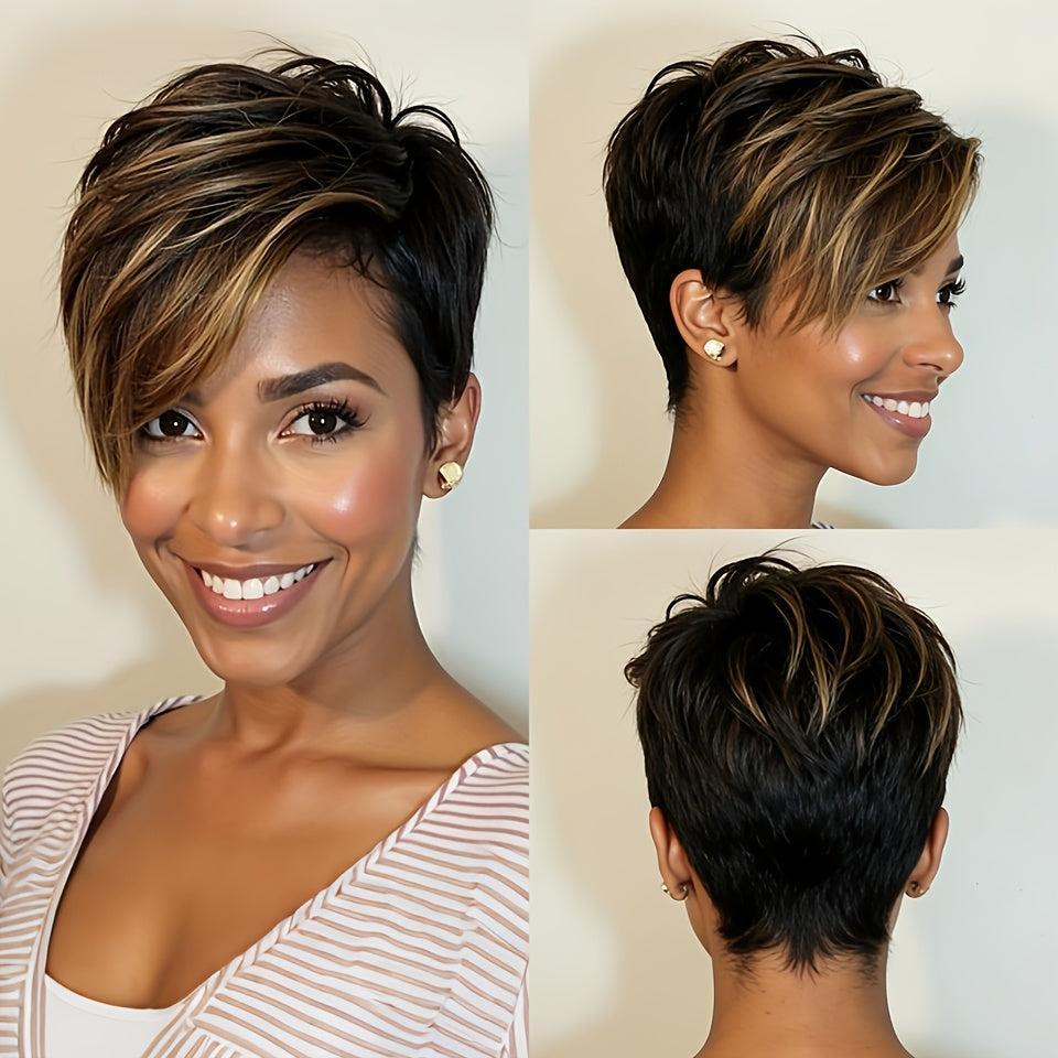 Short Ombre Pixie Cut Human Hair Wig for Women - Bennys Beauty World