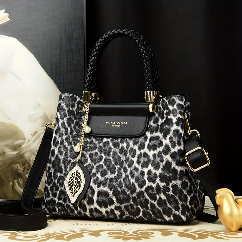 Elegant Vintage Leopard Print Ladies Handbag