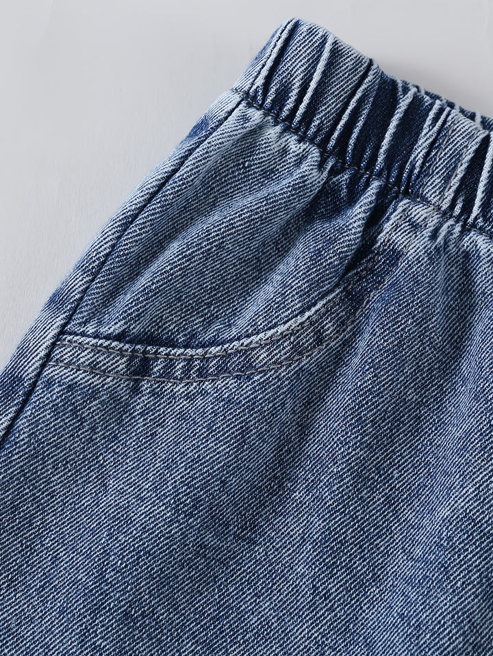 Casual Loose-Fit High-Waist Cat Print Jeans