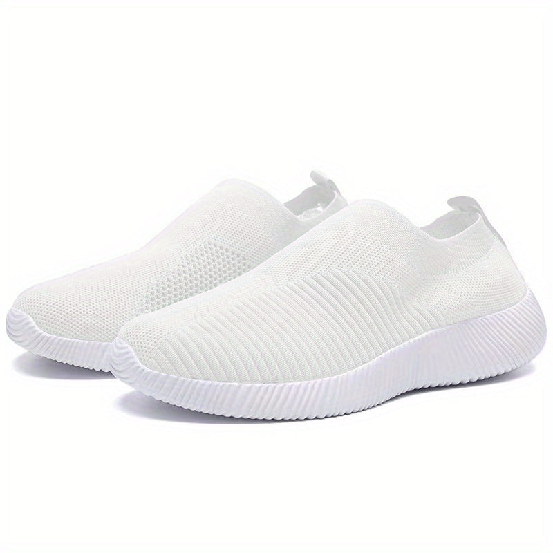 Lightweight Women's Slip-On Sneakers  Solid Color Casual Shoes