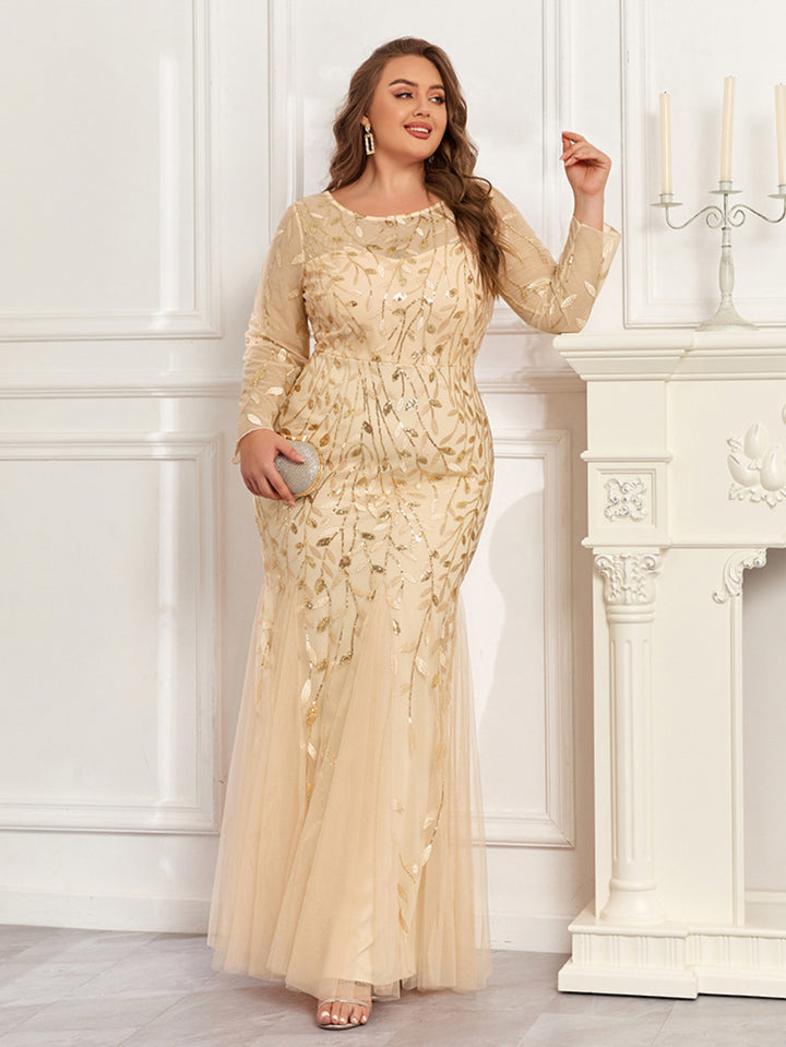 Elegant Long Sleeve Fish Tail Evening Gown For Women