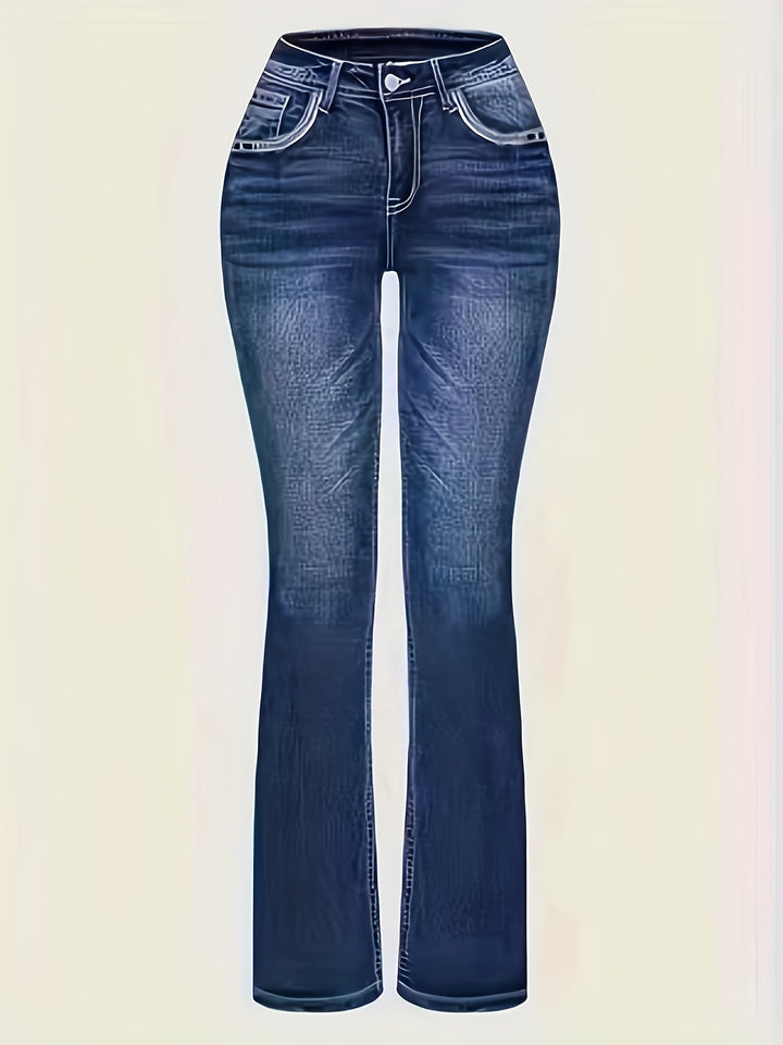 Women's Stretchy Denim Flared Pants-Bennys Beauty World