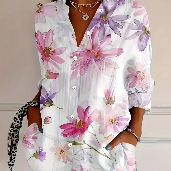Women's Lightweight Floral Print Blouse-Bennys Beauty World