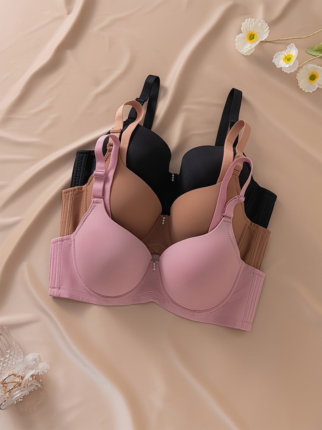 3pcs Pack Large Size Matte Women's Bra