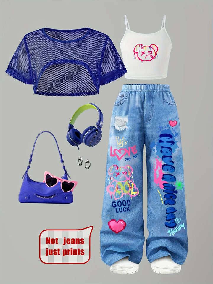 Spring And Summer, a Three-Piece Set for Pre-Teen Girls: