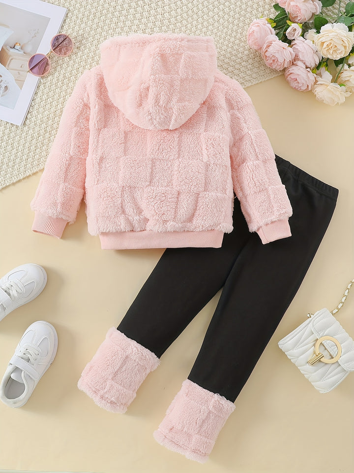 Girl'S Soft Pink Hoodie And Leggings Set: Cozy Fall/Winter Outfit for Little Ones-Bennys Beauty World