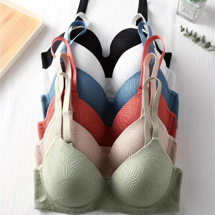 6-Pack Mature Style Solid Color Push Up Bras