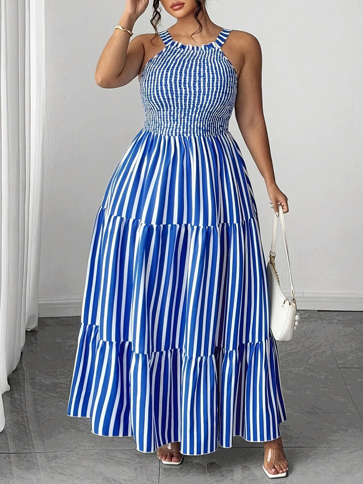 Women's Elegant and Fashionable Blue and White Dress
