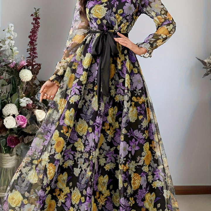 New elegant ladies cross collar lantern long sleeve dress