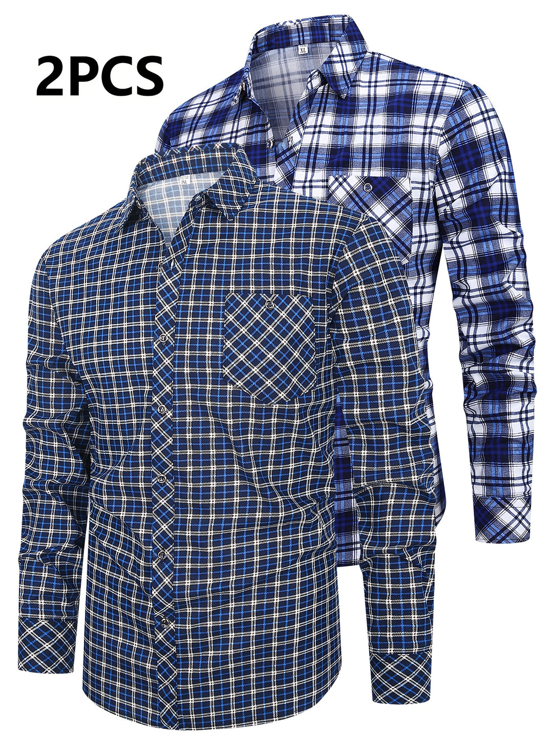 2 pcs Men's Long Sleeve Button-Up Shirts