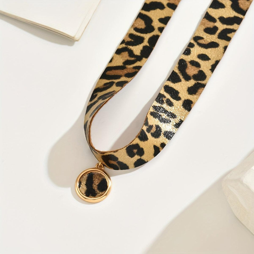 1pc Vintage Hip Hop Style Leopard Print Choker Necklace - Bennys Beauty World