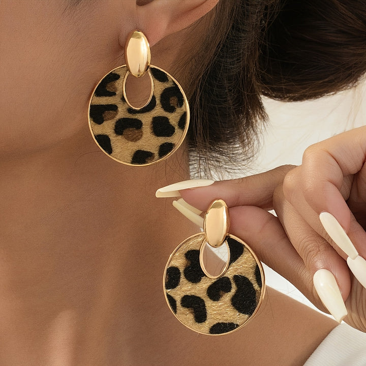 1 Pair of Leopard Print Earrings Fashionable Earrings