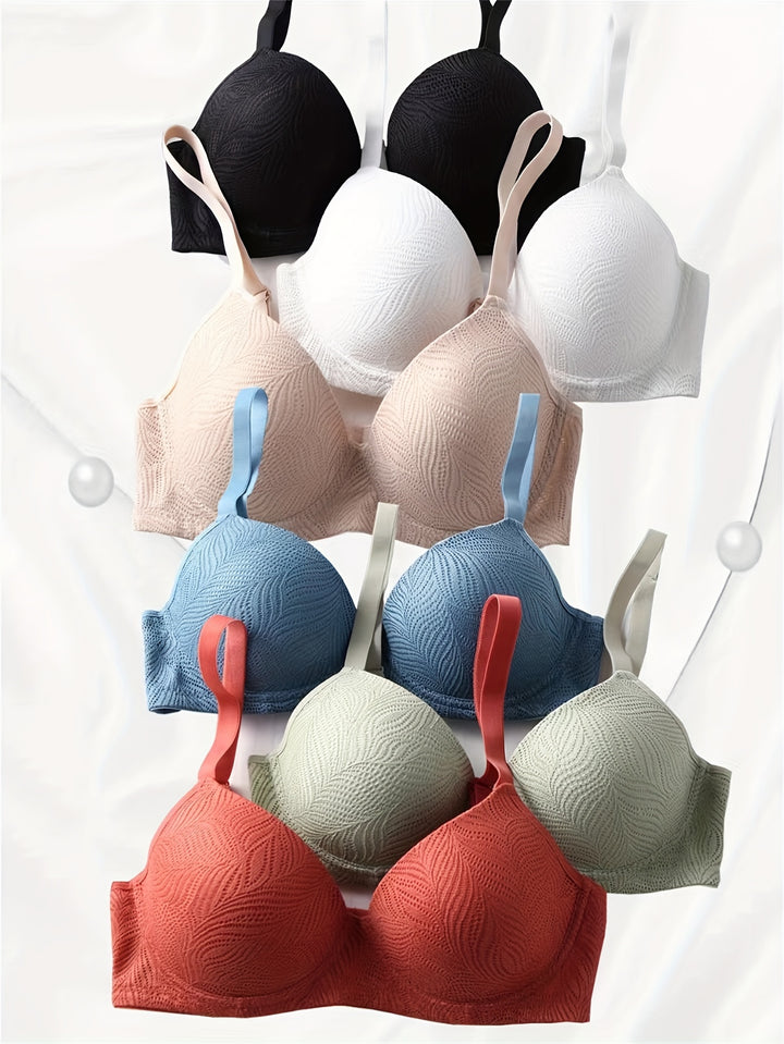6-Pack Mature Style Solid Color Push Up Bras