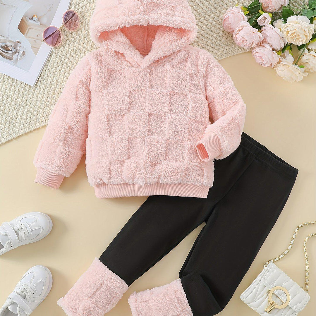 Girl'S Soft Pink Hoodie And Leggings Set: Cozy Fall/Winter Outfit for Little Ones-Bennys Beauty World