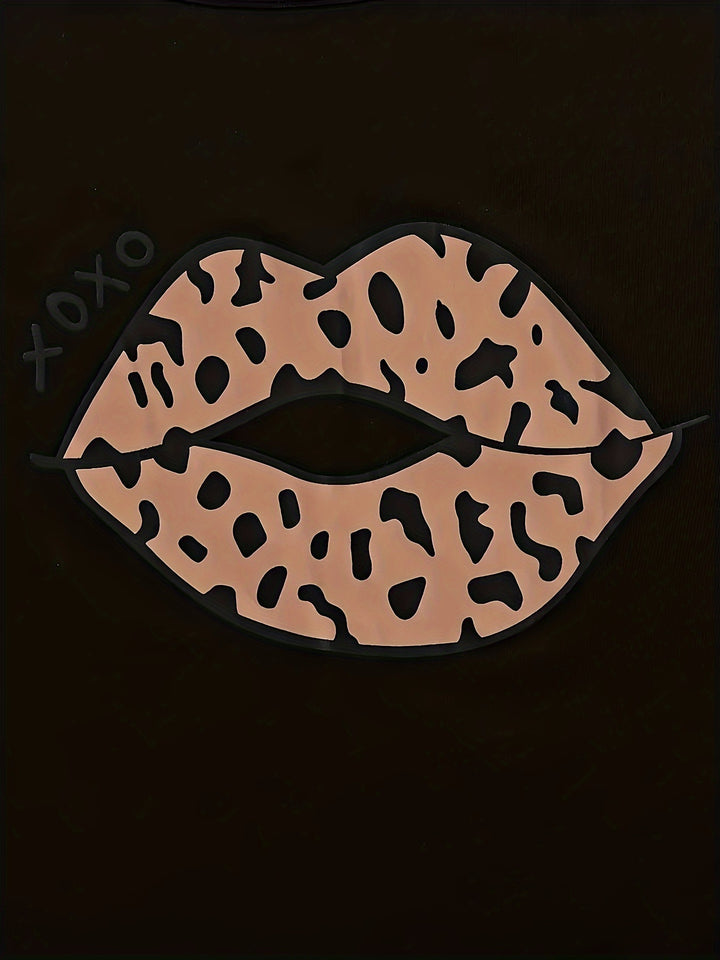 Women's Leopard Lip Print Casual Pajama Set