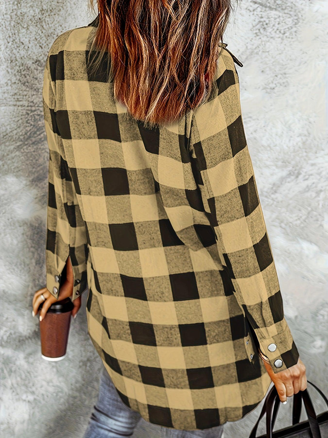 Plaid Casual Long Sleeve Shirt For Women-Shirt-Bennys Beauty World