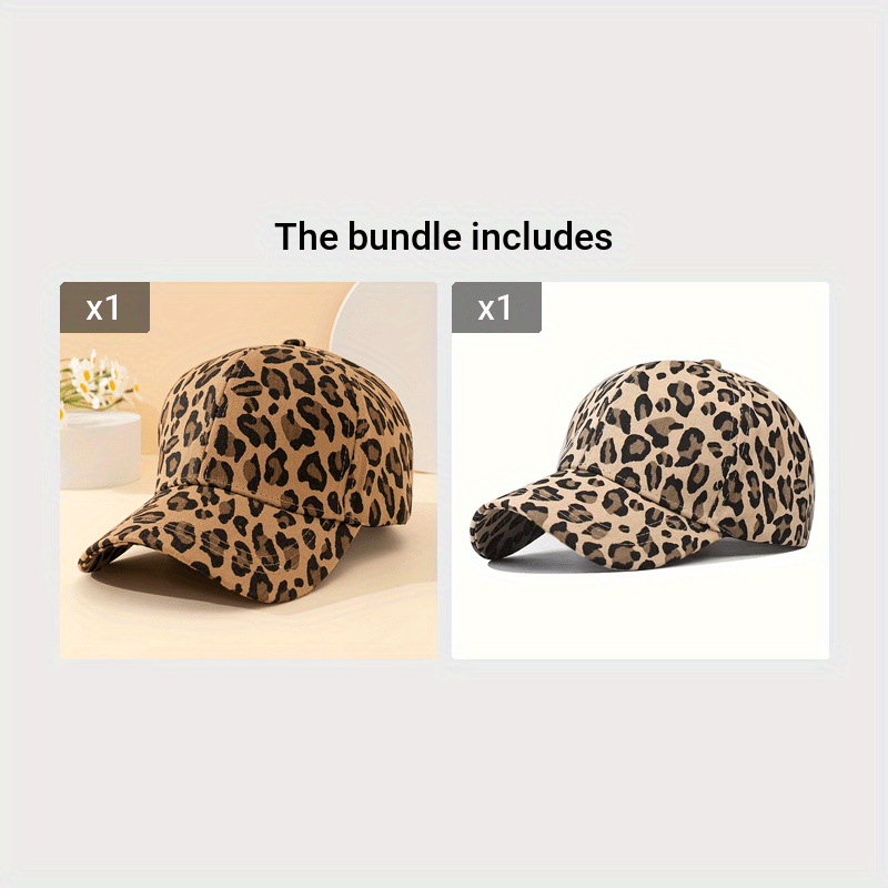 Leopard Print Plain Color Baseball Cap-cap-Bennys Beauty World