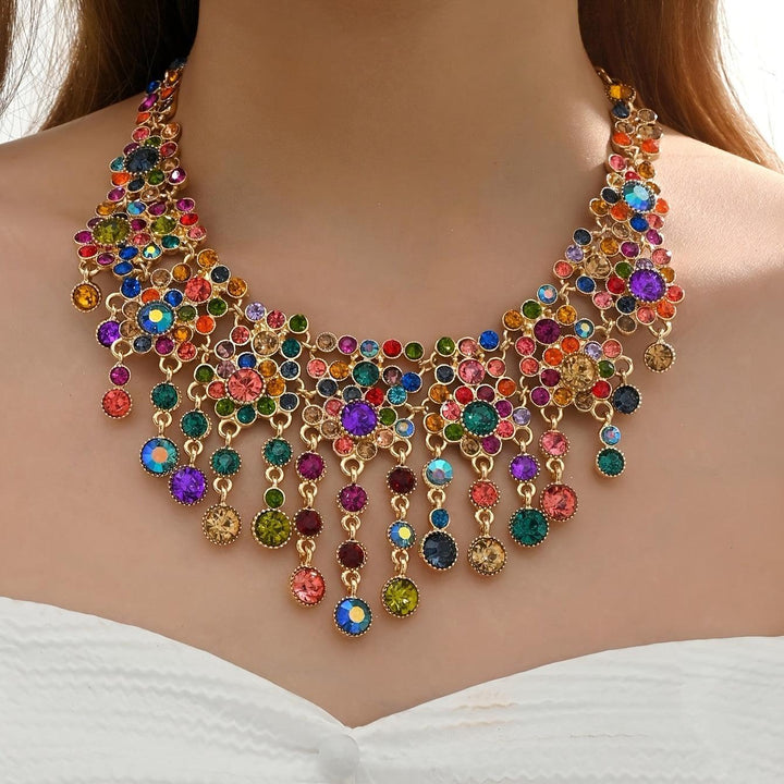 1pc Gorgeous Elegant Colorful Rhinestone Necklace - Bennys Beauty World