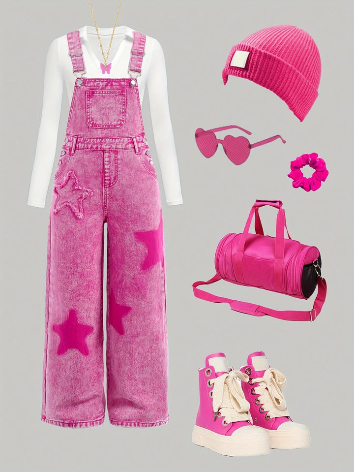 Girls' Denim Overalls Jumpsuit