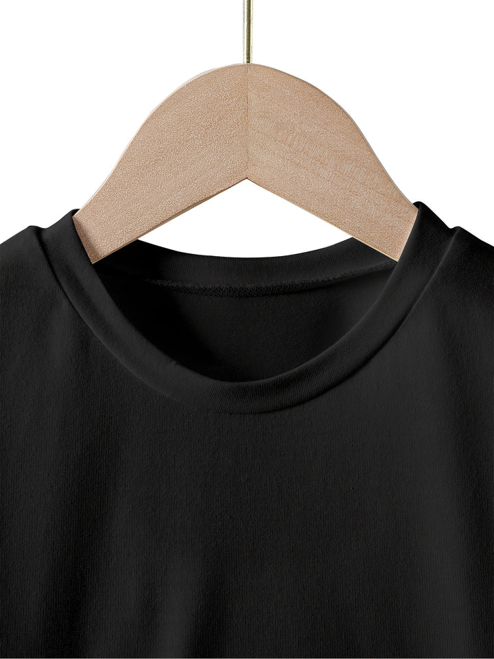 Girls' Casual Print T-Shirt with Faux Denim Butterfly Print