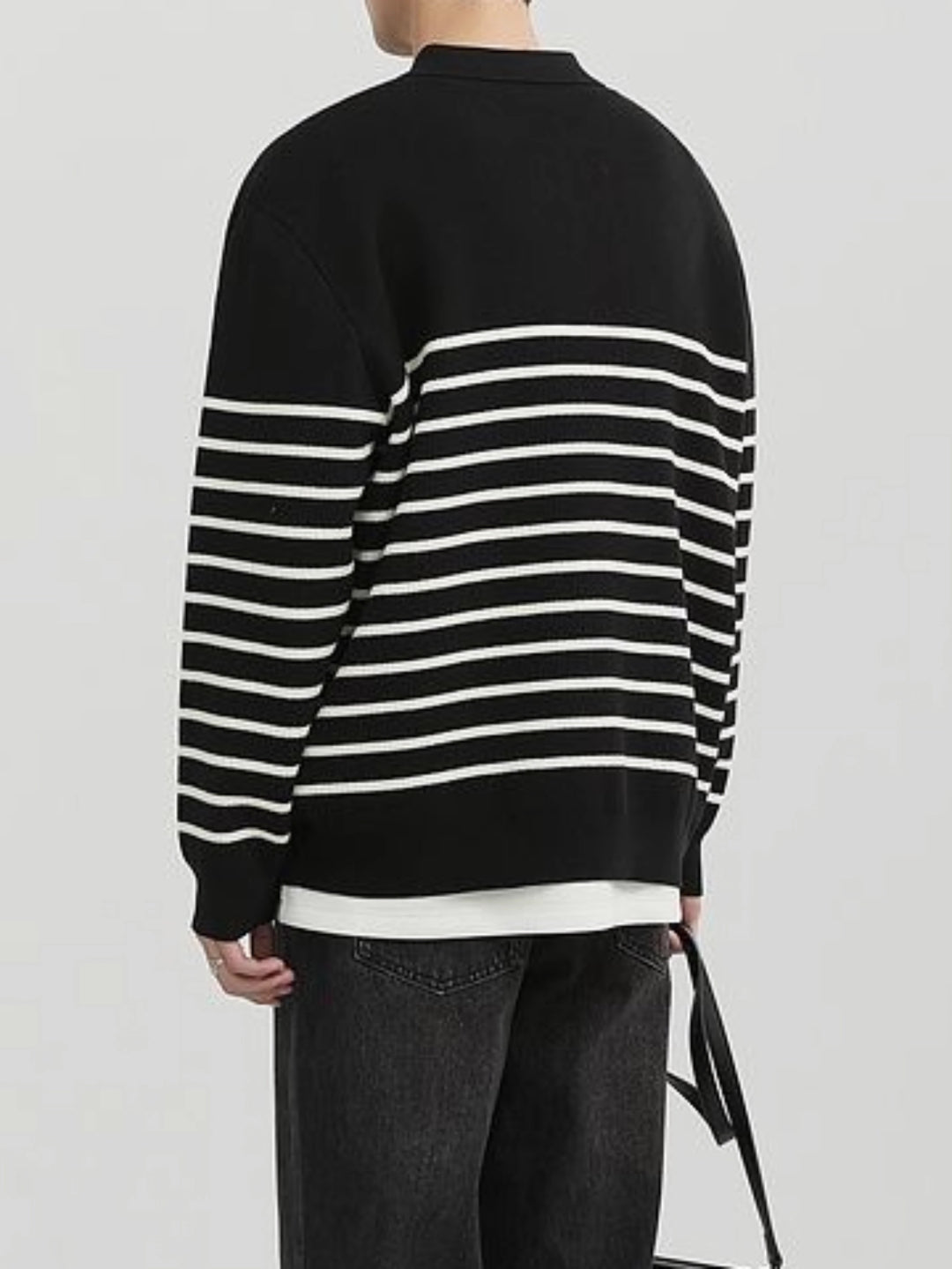 Men's Striped Knitted Pullover, Long Sleeve Crew Neck Sweater For Fall Winter-Bennys Beauty World