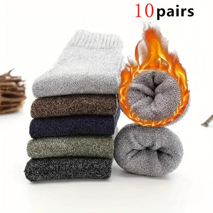 5 Pair Of Men's Trendy Warm Thermal Crew Socks-Bennys Beauty World