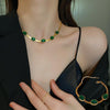 Fashion Jewelry Green Stone Crytal Multilayer Necklace For Women-necklace-Bennys Beauty World