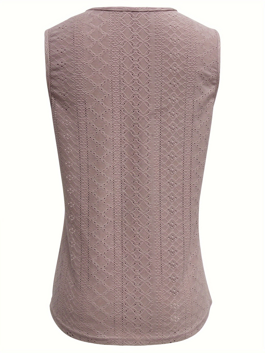 Eyelet Solid Tank Top, Casual Sleeveless Tank Top For Summer, Women's Clothing-Bennys Beauty World
