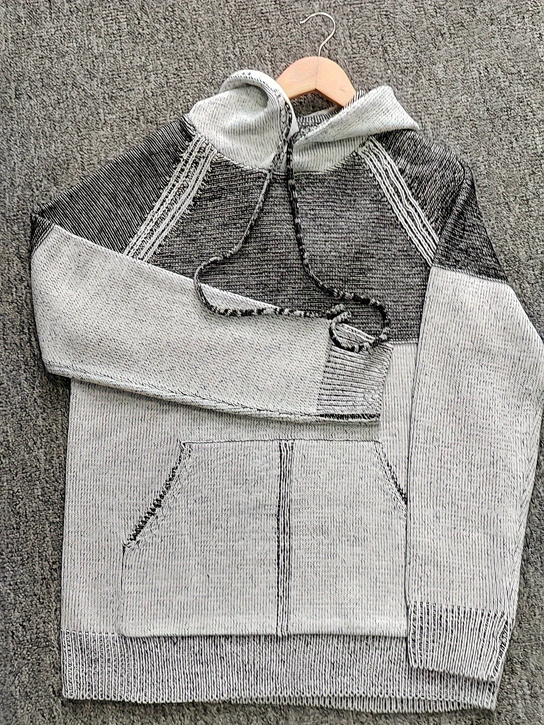 Color Block Knitted Sweater Hoodies For Men-Sweater-Bennys Beauty World