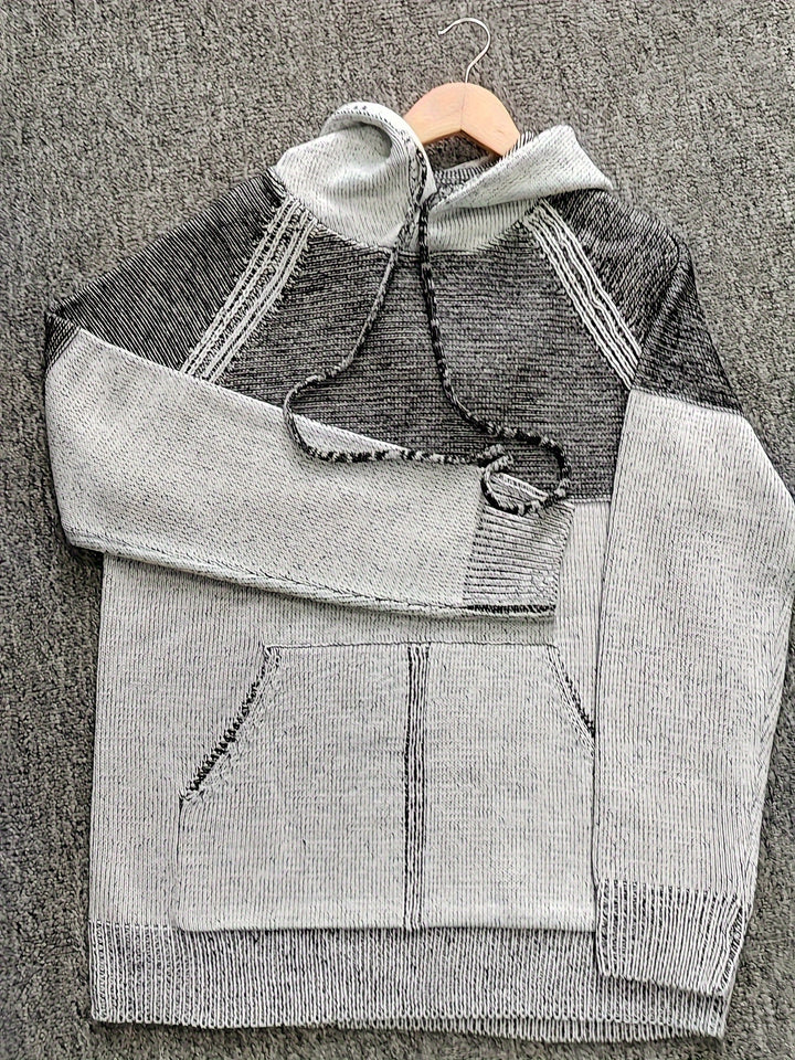 Color Block Knitted Sweater Hoodies For Men-Sweater-Bennys Beauty World
