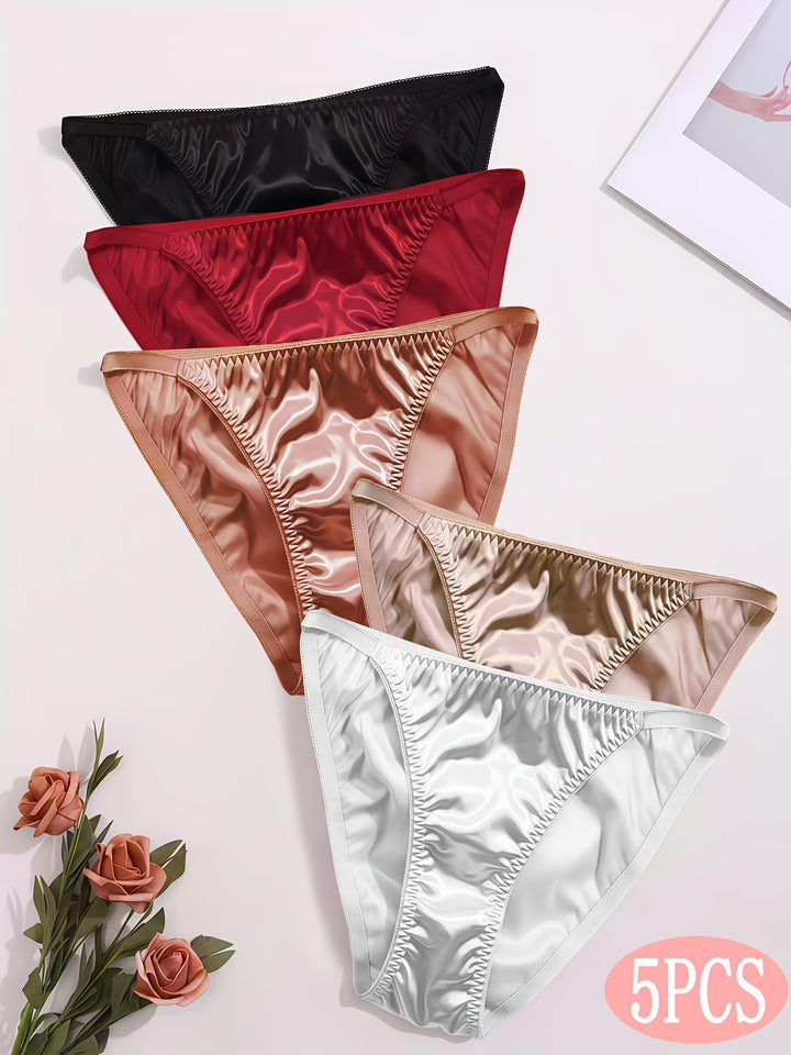 5pcs Luxurious Briefs, Soft and Stretchy, Elastic Panties