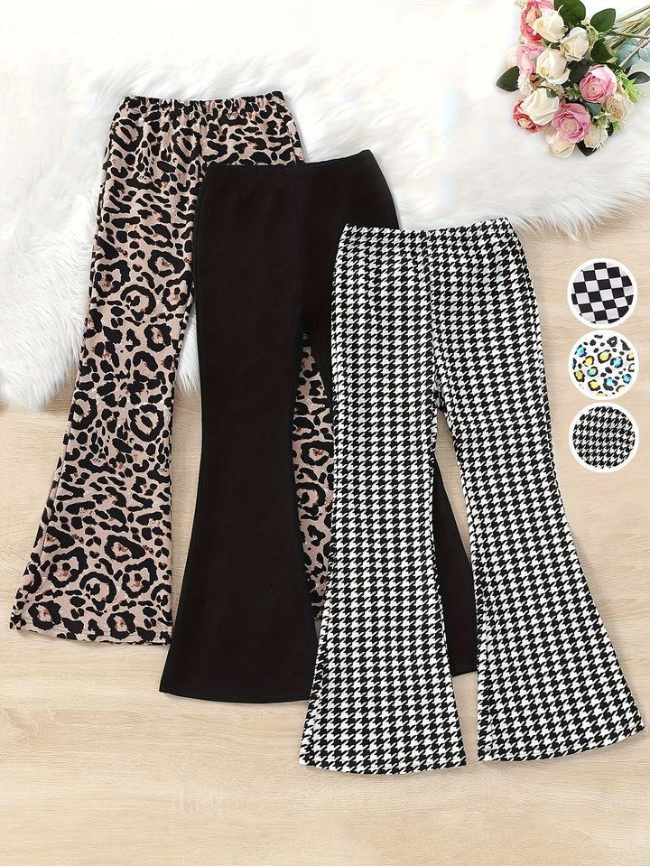 3pcs Girls' Comfortable Flared Pants-pants-Bennys Beauty World