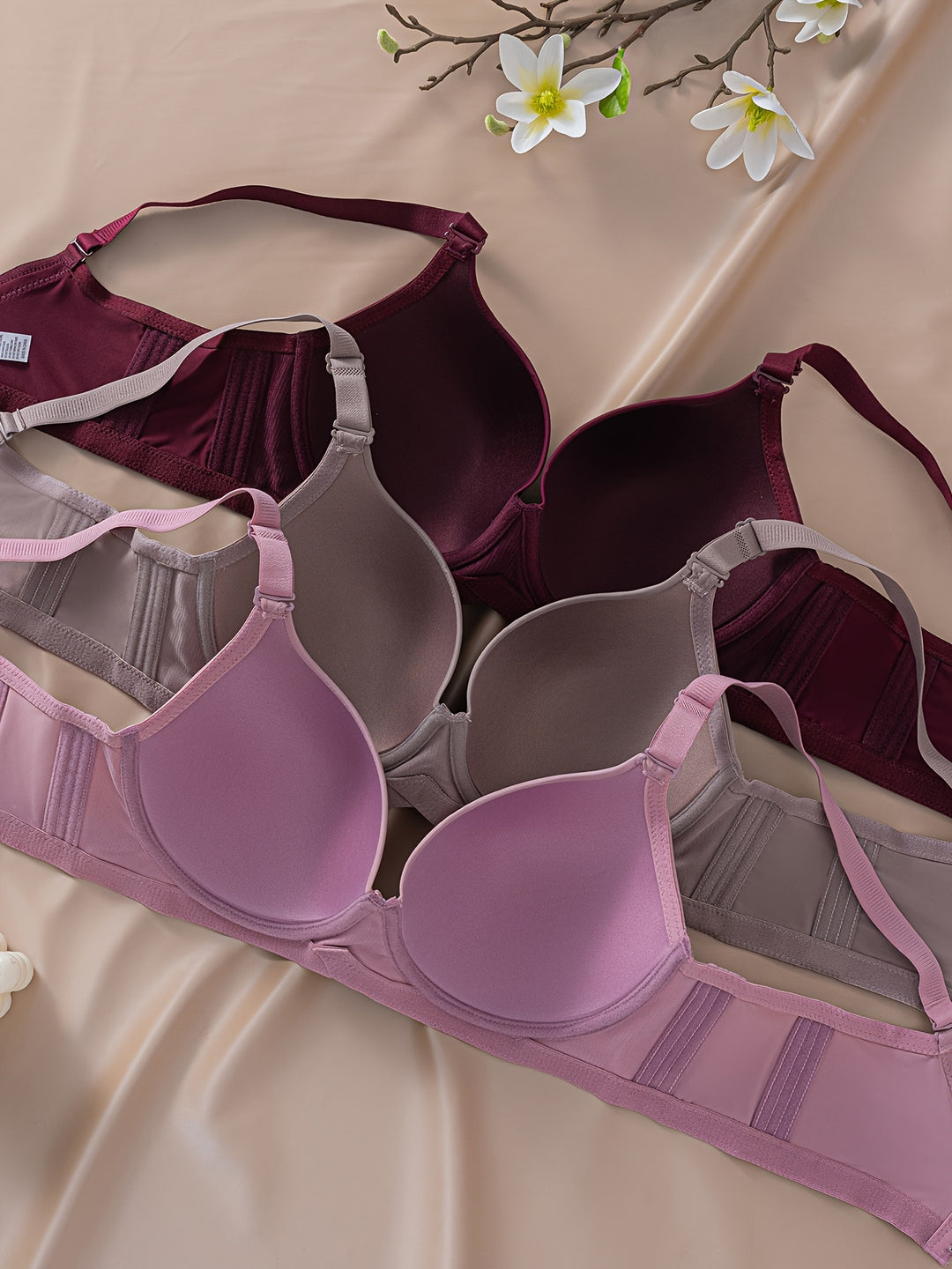 3pcs Pack Large Size Matte Women's Bra