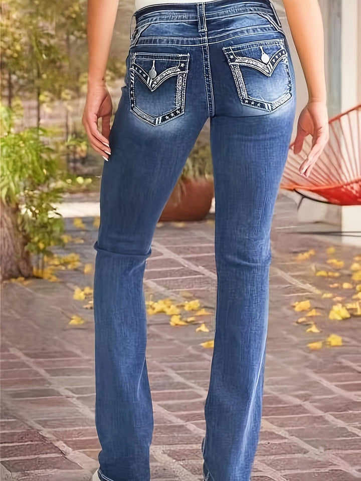 Women's Stretchy Denim Flared Pants-Bennys Beauty World