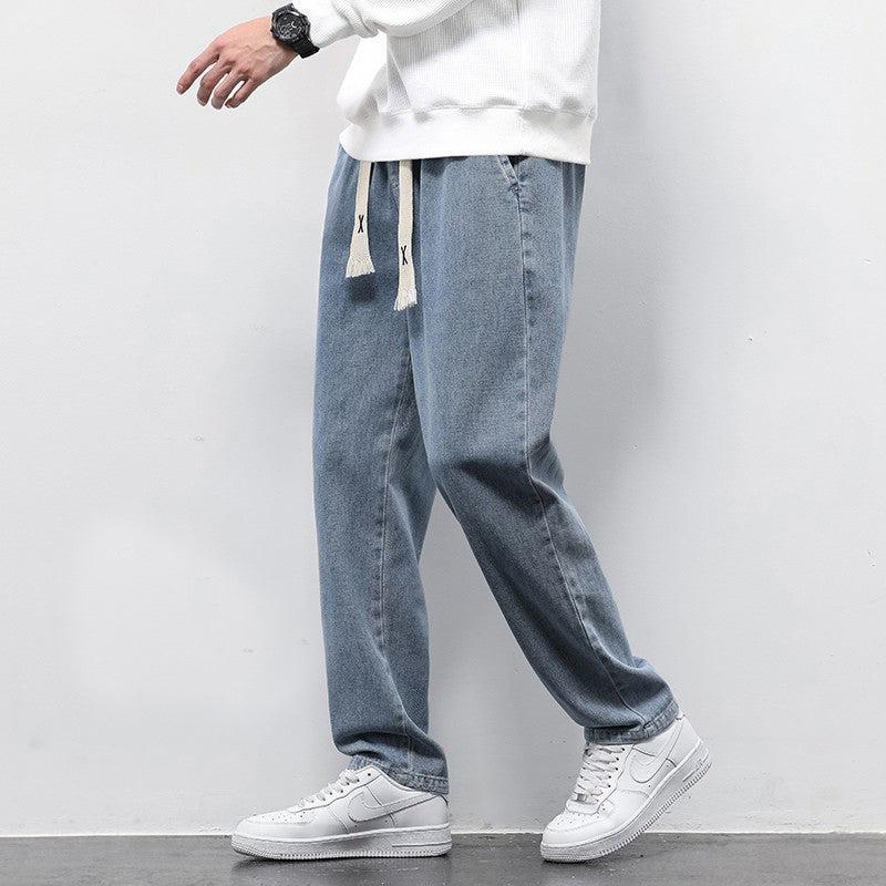 Summer Loose Wide Leg Jeans Pants Men Fashion Drawstring Trousers-pants-Bennys Beauty World